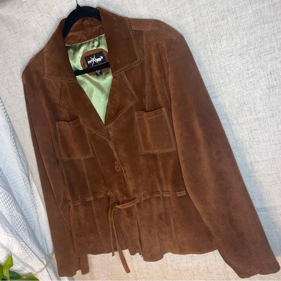 Maximo Wilsons Classic Brown Suede Western Belted Jacket Women's XL Vintage Y2K - Picture 3 of 16